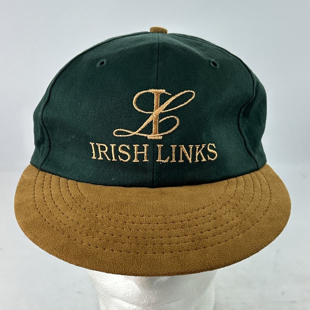 Vintage Texace Irish Links Golf Hat Cap Strap Back Made In USA Suede Brim